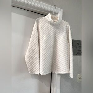 J Crew Women's Quilted Mock Turtleneck Sweater/Sweatshirt - Off White - XXL
